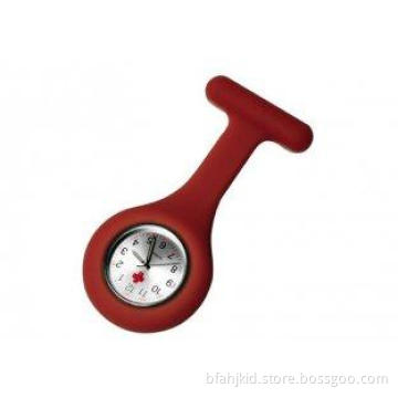 Red Portable Brooch China Movement Nurse Fob Watch With Sil